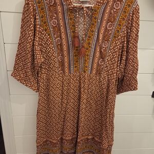 Knox Rose Rust and White Patterned Dress